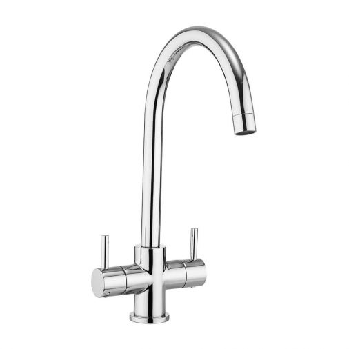Crosswater Cucina Design Twin Lever Mono Kitchen Mixer with 'C' Spout - Chrome
