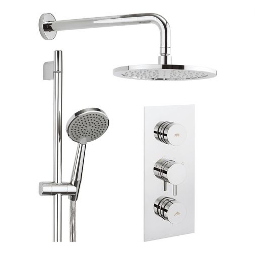 Crosswater Dial Kai Lever Triple Control Shower Valve with Overhead Shower & Rail Kit