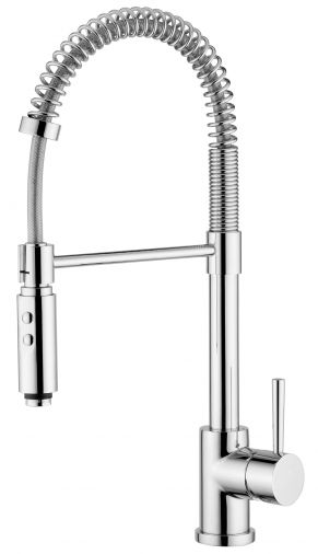 Cappuccino professional mono sink mixer with flexible spray, Chrome Plated