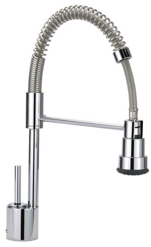 Espresso professional mono sink mixer with flexible spray , Chrome Plated