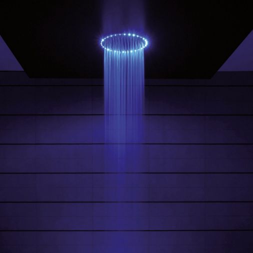 Crosswater Rio Round Shower Head 240mm with Blue LED Lights & Ceiling Arm