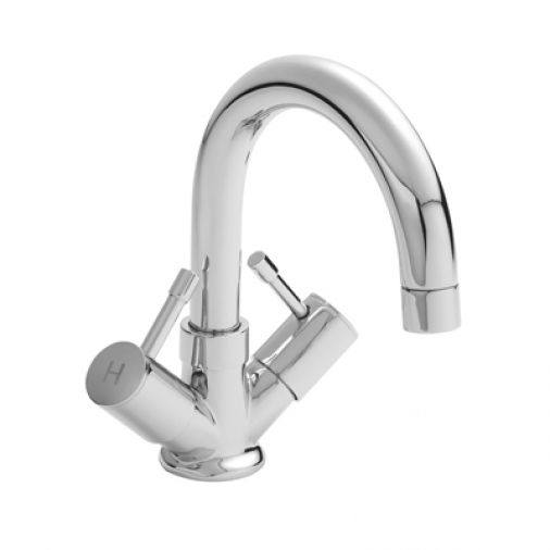 Premier Series 2 Economy Twin Lever Mono Basin Mixer with Clicker Waste