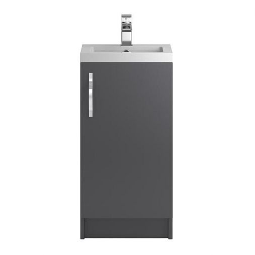 Apollo 400mm Floor Standing Vanity Unit and Basin - Gloss Grey