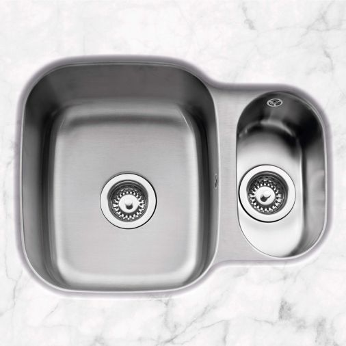 Caple Form 1.5 Bowl Undermount Satin Stainless Steel Sink & Waste Kit - Reversible - 590 x 450mm