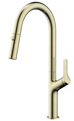 Kemen Single handle pull-down kitchen mixer in Brushed gold Finish - KM7013G