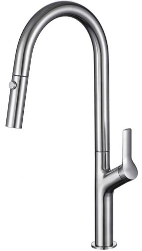 Kemen Single handle pull-down kitchen mixer in Brushed Finish - KM7013S