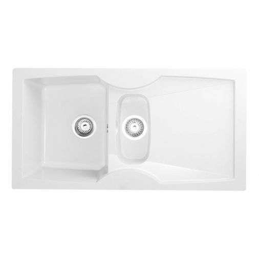 Astracast Lago 1.5 Bowl Opal White Granite ROK Composite Sink & Waste Kit with Reversible Drainer -