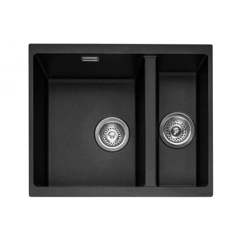 Caple Leesti 1.5 Bowl Anthracite Undermount Granite Composite Kitchen Sink & Waste Kit - 555 x 460mm