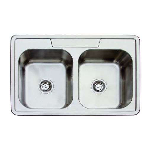 Clearwater Ocean 2 Bowl Brushed Stainless Steel Sink & Waste - 840 x 560mm