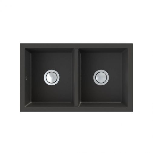 Astracast Onyx 2 Bowl Inset or Undermount Volcano Black Granite Composite Kitchen Sink & Waste Kit -