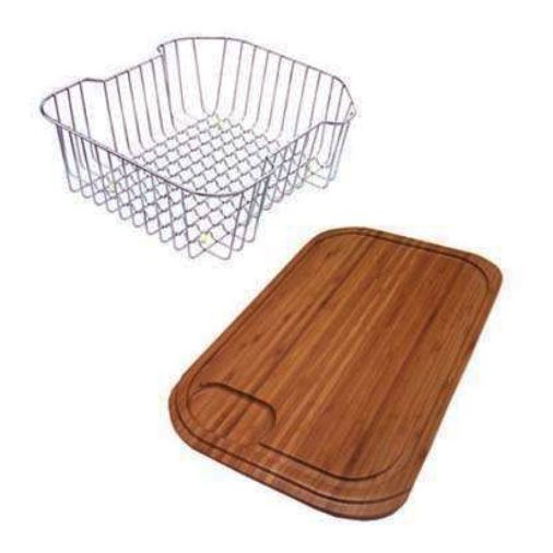 Clearwater Stainless Steel Basket & Wooden Chopping Board for Bolero Large Bowl Stainless Steel Sink