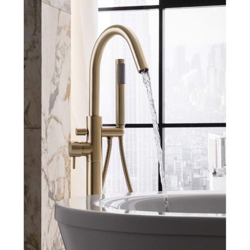 Crosswater MPRO Floorstanding Bath and Shower Mixer with Shower Kit - Brushed Brass