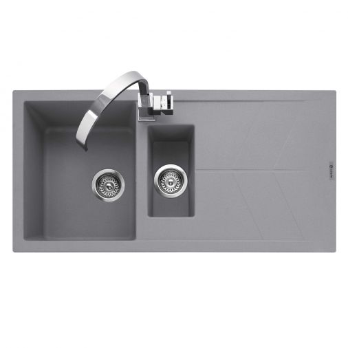 Caple Sotera 1.5 Bowl Pebble Grey Granite Composite Kitchen Sink & Waste Kit with Reversible Drainer