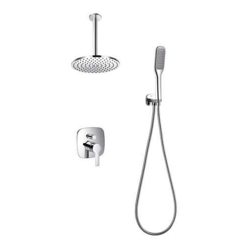 Flova Urban Concealed Manual Mixer Valve with Overhead Shower & Handset Kit
