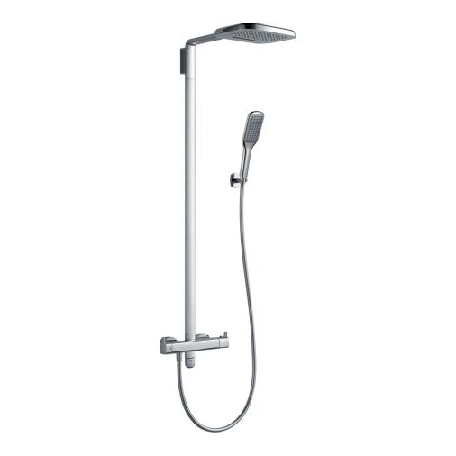 Flova Urban Thermostatic Shower Column with Handset & Dual Function Overhead Shower