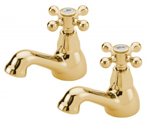 Victoria pair of basin taps, Antique Gold Plated