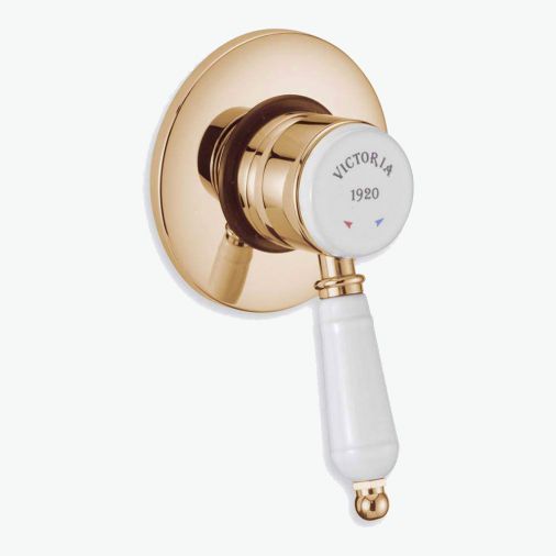 Victoria exposed/concealed shower valve, Antique Gold Plated