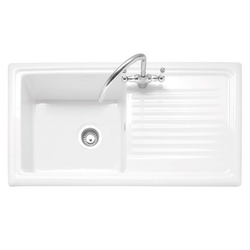Caple Wiltshire 1 Bowl White Ceramic Kitchen Sink with Reversible Drainer - 1010 x 525mm