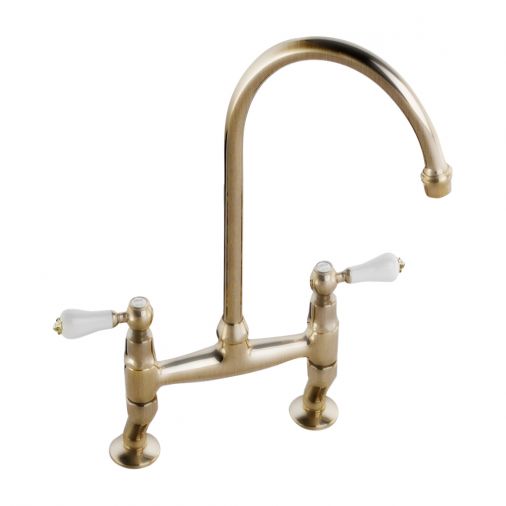 Clearwater Elegance Twin Lever Bridge Sink Mixer with Swivel Spout