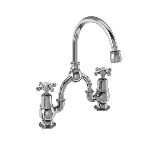 Burlington Claremont 2 Tap Hole Arch Basin Mixer with Curved Spout 