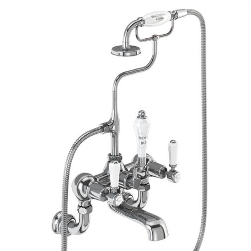 Burlington Kensington Regent Wall Mounted Bath Mixer with Shower Handset & Extended Base