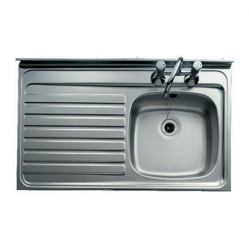 Clearwater Contract Lay-On Single Bowl Stainless Steel Sink with 2 Tap Holes & Square Front - 1000 x