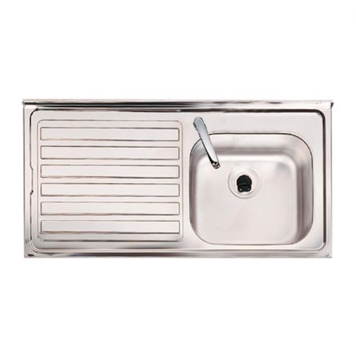 Clearwater Contract Topmount 0.9mm Gauge 1 Bowl Stainless Steel Sink with 1 Tap Hole - 940 x 485mm