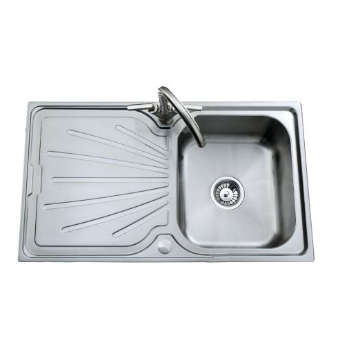 Clearwater Deep Blue Compact Single Bowl Brushed Stainless Steel Sink & Waste with Reversible Draine