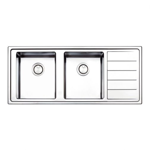 Clearwater Linear Plus Double Bowl Brushed Stainless Steel Sink & Waste - 1160 x 500mm