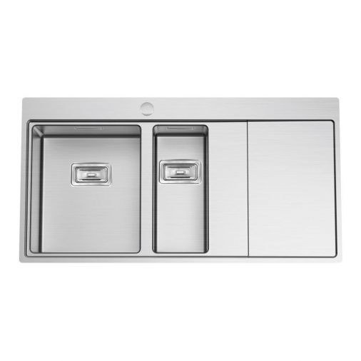 Clearwater Xeron 100 1.5 Bowl Bowl Brushed Stainless Steel Sink & Waste - 1000 x 520mm