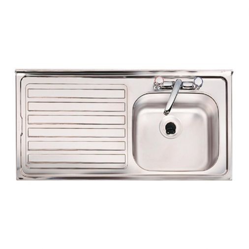 Clearwater Contract Topmount 0.7mm Gauge 1 Bowl Stainless Steel Sink with 2 Tap Holes - 940 x 485mm