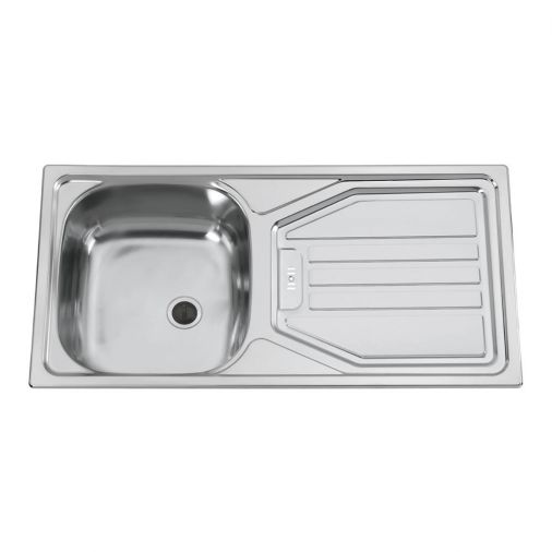 Clearwater Okio 85 Single Bowl Stainless Steel Sink & Waste with Reversible Drainer - 860 x 435mm