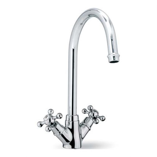 Clearwater Cottage Twin Crosshead Mono Sink Mixer with Swivel Spout