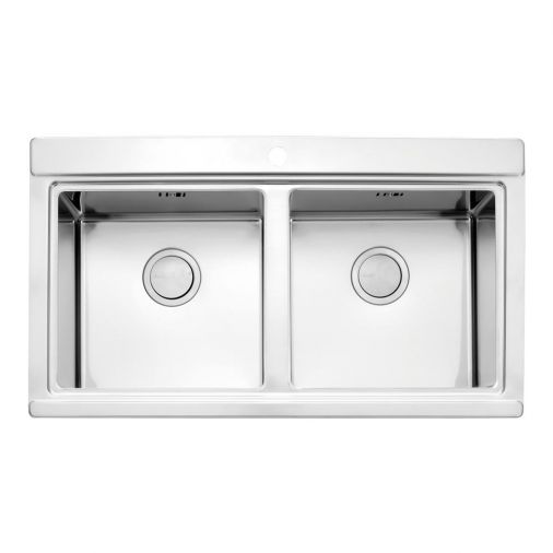 Clearwater Glacier Double Bowl Brushed Stainless Steel Sink & Waste - 897 x 510mm