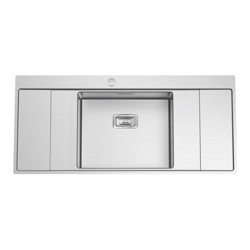 Clearwater Xeron B50 Single Bowl Brushed Stainless Steel Sink with Double Drainer & Waste - 1160 x 5