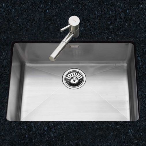 Clearwater Stereo Single Bowl Brushed Stainless Steel Undermount Sink & Waste - 680 x 430mm